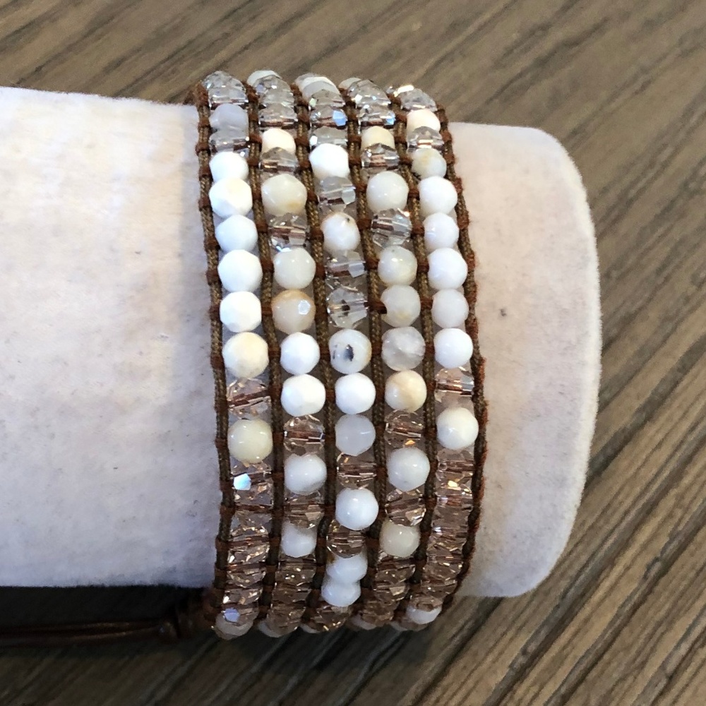 New Auth Chan Luu Peach Aventurine Mix Cuff Leathe